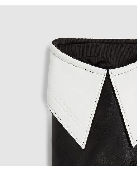 Karl Lagerfeld Black Fingerlose Handschuhe Mit Kragendetail, Damen, Größe