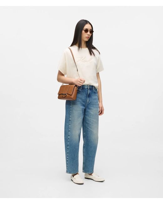 Karl Lagerfeld Blue Mid-Rise Barrel-Leg Jeans