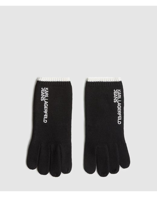 KL Jeans Black Logo Knitted Gloves