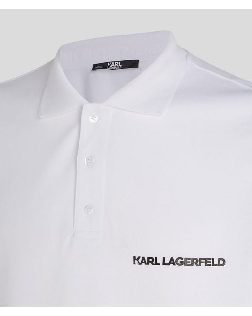 Karl Lagerfeld White Karl Logo Polo Shirt for men