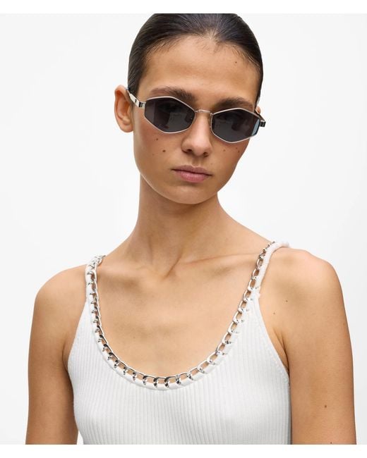 Karl Lagerfeld White Chain Detail Knit Top
