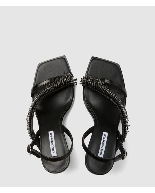 Karl Lagerfeld Black Karmel Fringe Heeled Slingbacks