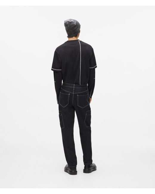 KL Jeans Blue Contrast Stitch Cargo Pants for men