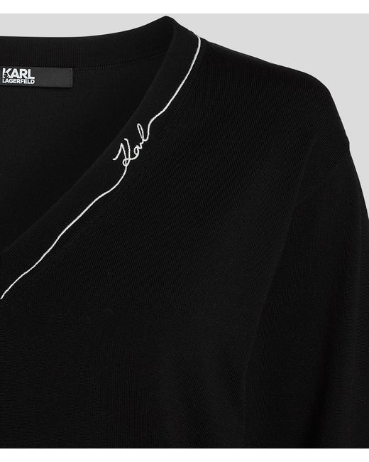 Karl Lagerfeld Black Karl Signature V-neck Sweater