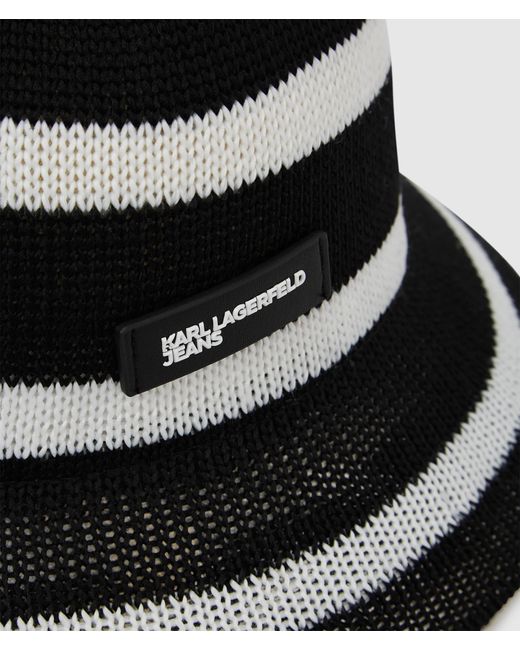 KL Jeans Black Knitted Striped Bucket Hat