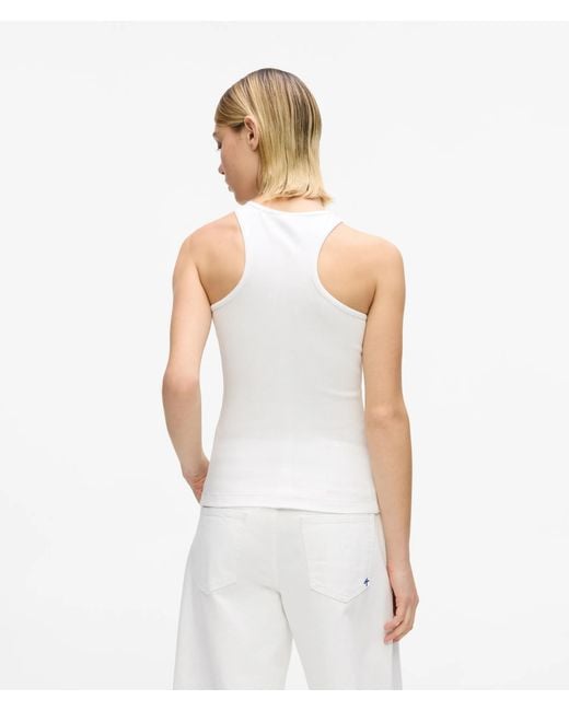 KL Jeans White Ribbed Logo Tank Top