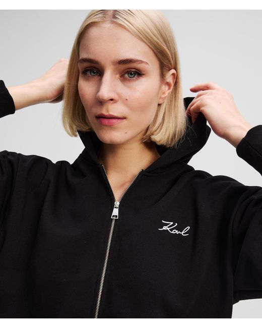 Karl Lagerfeld Black Karl Signature Zip-up Hoodie