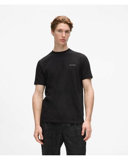 Karl Lagerfeld Black Metallic Logo T-Shirt for men