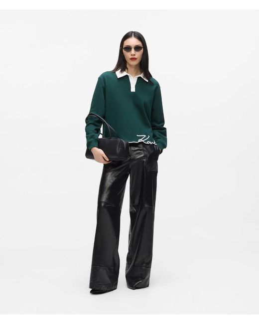 Karl Lagerfeld Green Signature Polo Sweatshirt