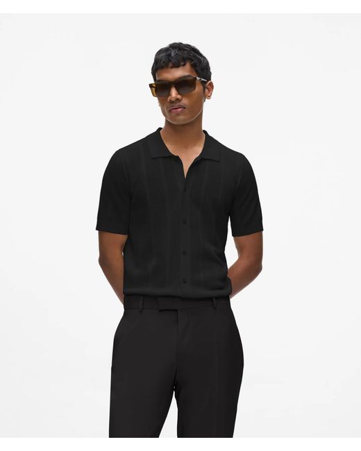 Karl Lagerfeld Black Short‑Sleeved Knit Shirt for men