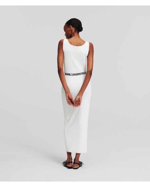 Karl Lagerfeld White Rib-knit Sleeveless Dress