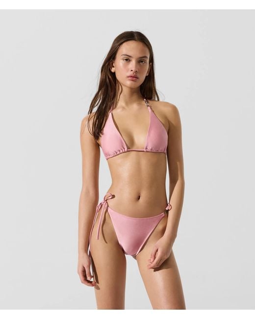 Karl Lagerfeld Pink Triangle Bikini Top
