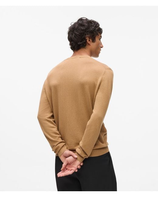 Karl Lagerfeld Natural Crewneck Knitted Sweater for men
