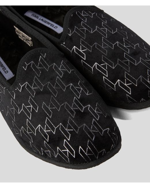 Karl Lagerfeld Black Kl Monogram Slippers