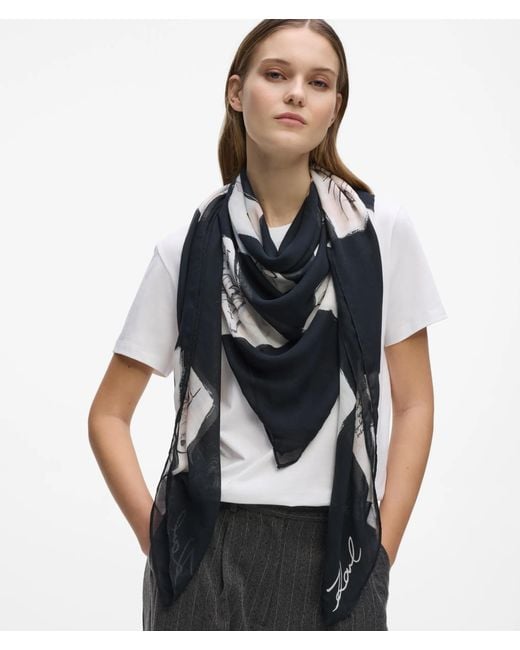 Karl Lagerfeld Multicolor K/Ballet Checked Modal Blend Scarf, Multicoloured