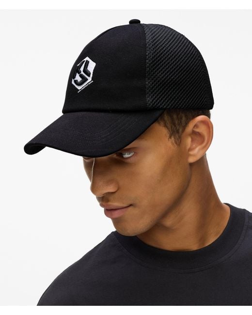 KL Jeans Black Monogram Trucker Cap for men
