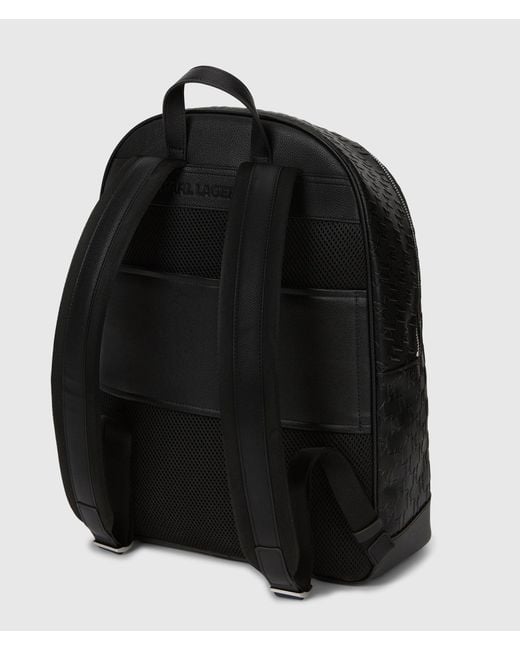 Karl Lagerfeld Black K/Monogram Perforated Backpack for men