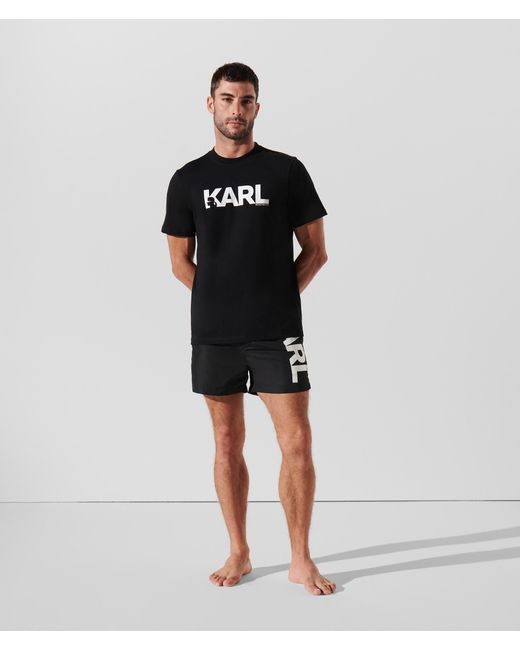 Karl Lagerfeld Black Karl Logo Beach T-shirt for men