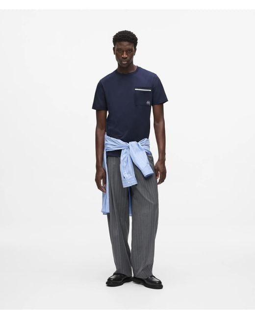 Karl Lagerfeld Blue Ikon Stripe Pocket T-Shirt for men
