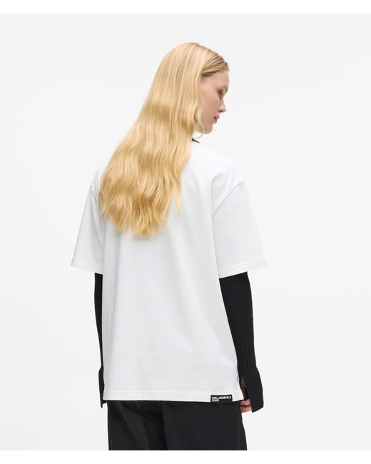 KL Jeans White Digitalisiertes Karl T-Shirt Aus Bio-Baumwolle, Damen, Größe