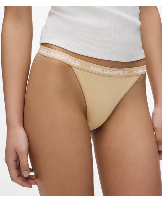 Karl Lagerfeld Natural Logo Brazilian Briefs – 3-Pack