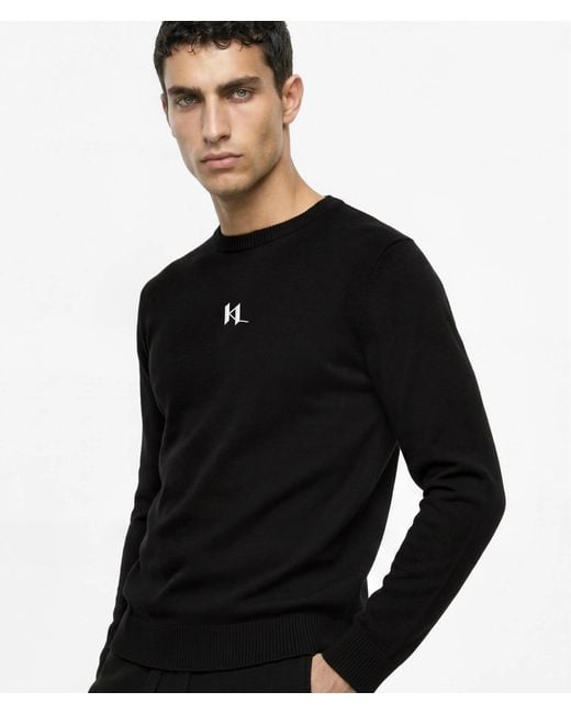 Karl Lagerfeld Black Monogram Cashmere Blend Loungewear Sweater for men