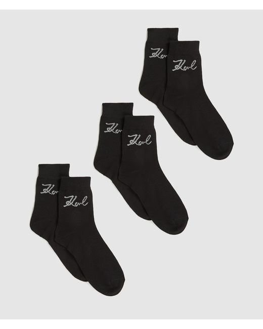 Karl Lagerfeld Black Signature Socks – 3-Pack