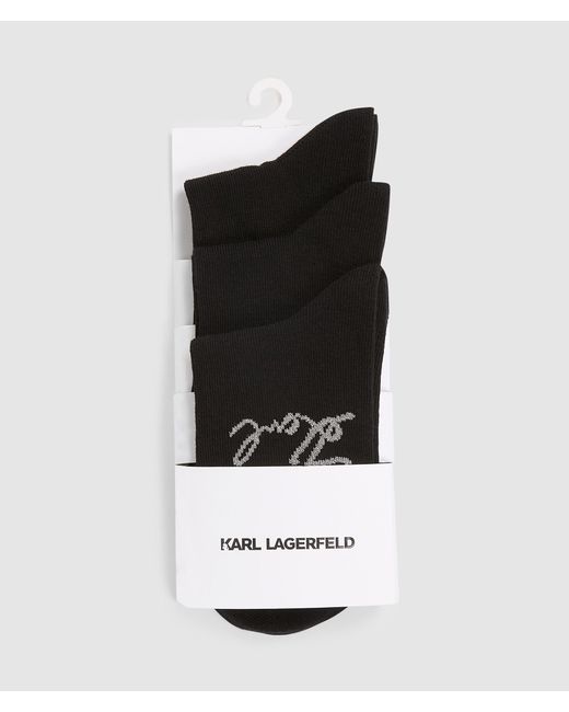 Karl Lagerfeld Black Signature Socks – 3-Pack