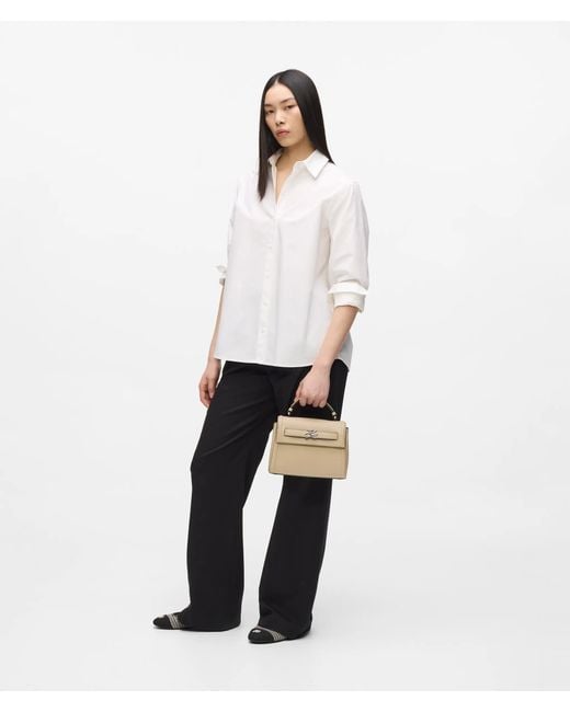Karl Lagerfeld Natural K/Autograph Small Top Handle Bag