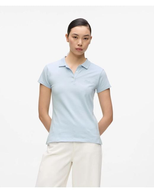 Karl Lagerfeld Blue Signature Piqué Polo Shirt