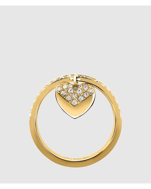 Karl Lagerfeld Metallic Hanging Heart Charm Ring
