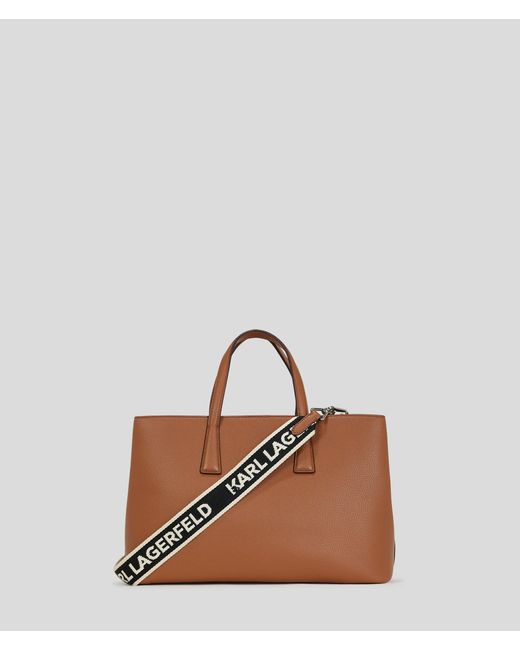 Karl Lagerfeld Brown Rue St-Guillaume Metal Satchel Bag