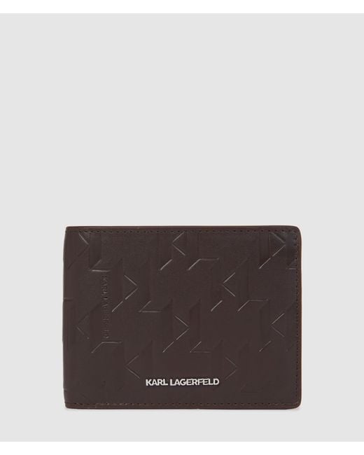 Karl Lagerfeld Brown K/Loom Leather Bi-Fold Wallet for men