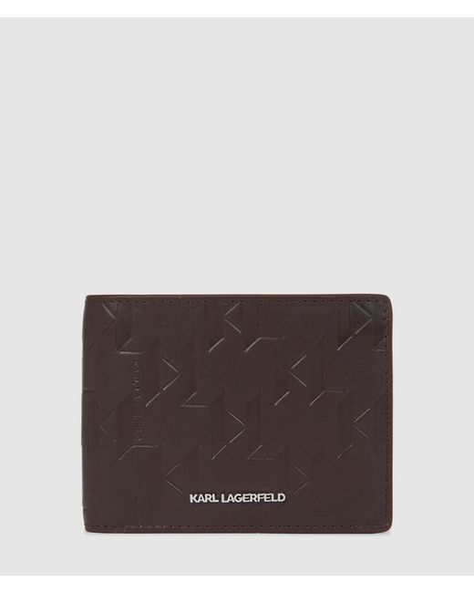 Karl Lagerfeld Brown K/Loom Leather Bi-Fold Wallet for men