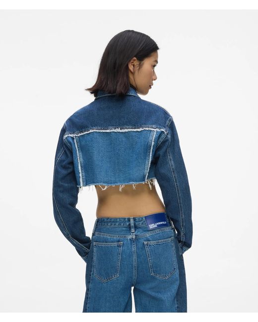 KL Jeans Blue Blocked Denim Micro Jacket