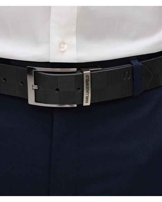 Karl Lagerfeld Black Checkerboard Reversible Belt for men
