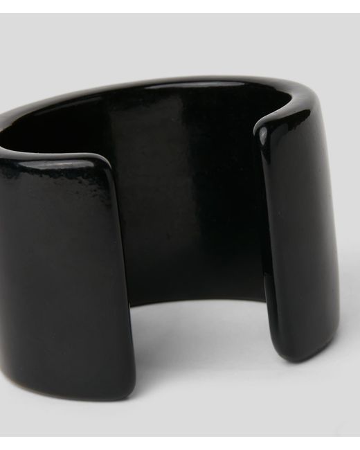 Karl Lagerfeld Black K/signature Rhinestones Cuff Bracelet