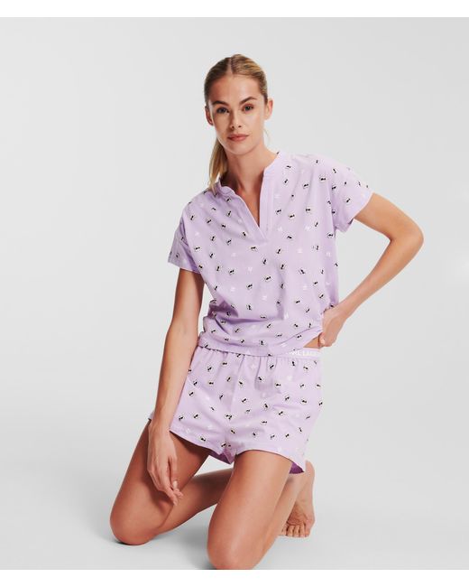 Karl Lagerfeld Purple Karl Ikonik Pajama Shorts Set
