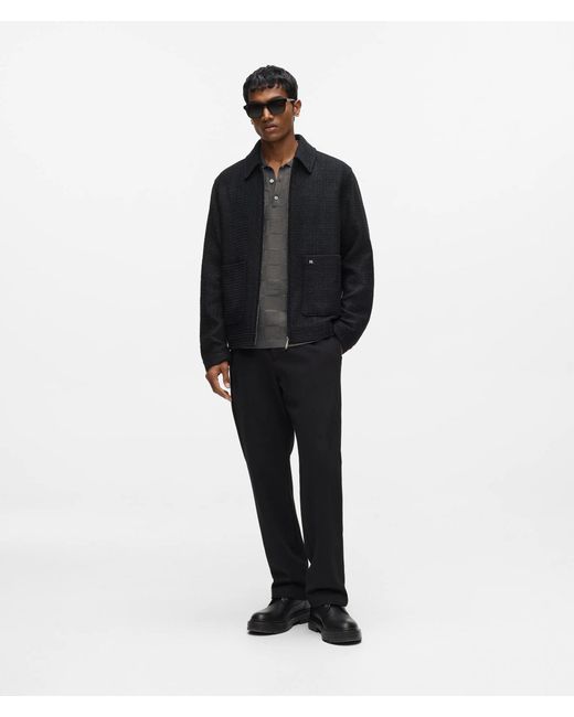 Karl Lagerfeld Gray Monogram Checked Polo Shirt for men