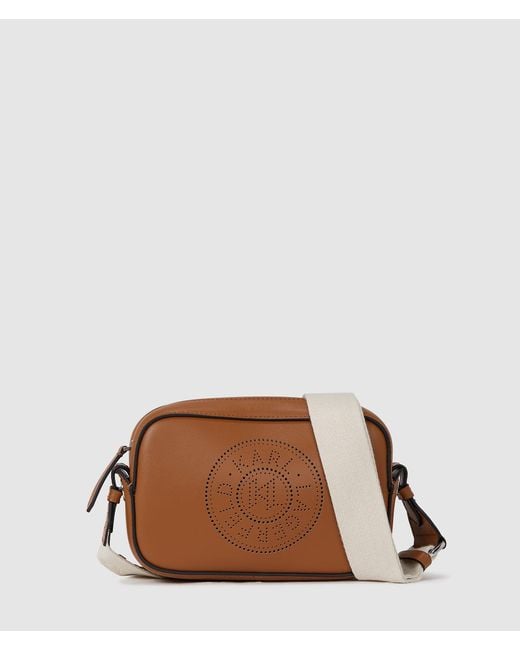 Karl Lagerfeld Brown K/Circle Perforated Crossbody Bag