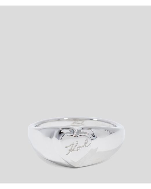 Karl Lagerfeld White Signature Heart Ring