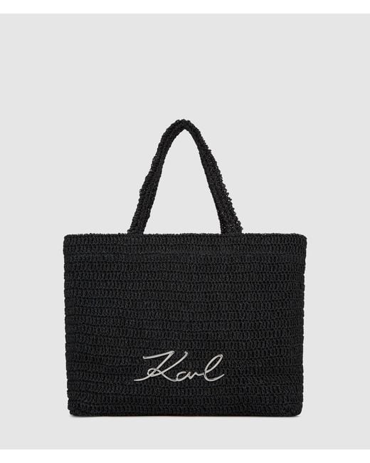 Karl Lagerfeld Black K/Signature Crochet Beach Bag