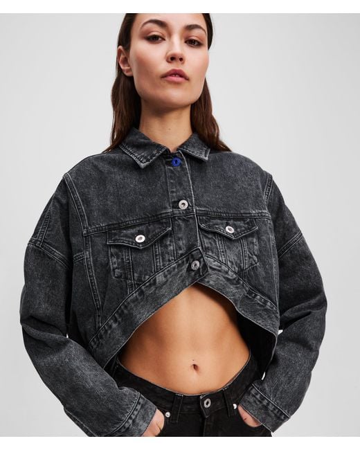 Veste En Jean Oversize À La Coupe Cropped Karl Lagerfeld en coloris Black
