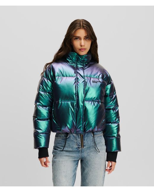 KL Jeans Green Klj Cropped Iridescent Puffer Jacket
