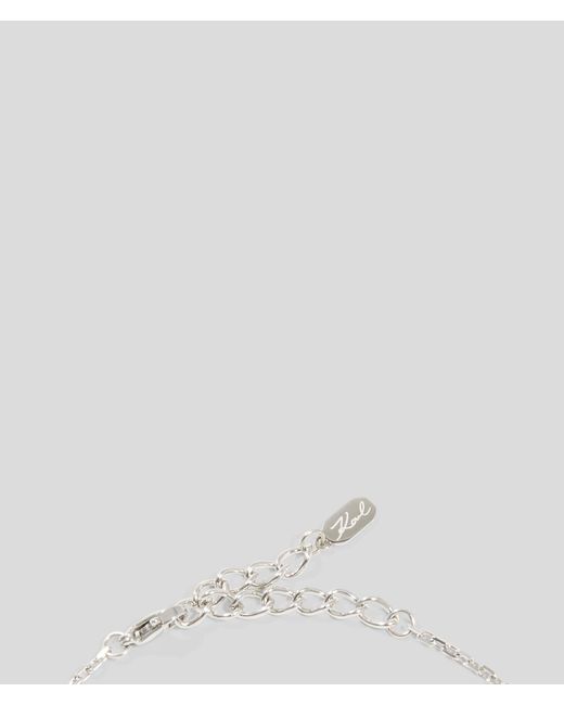 Karl Lagerfeld White Pavé Heart Charm Necklace