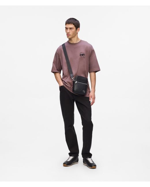 Karl Lagerfeld Black Ikon Outline Crossbody Bag for men