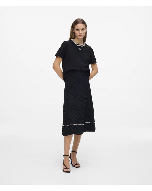 Karl Lagerfeld Black Faux-Pearl Neck T-Shirt