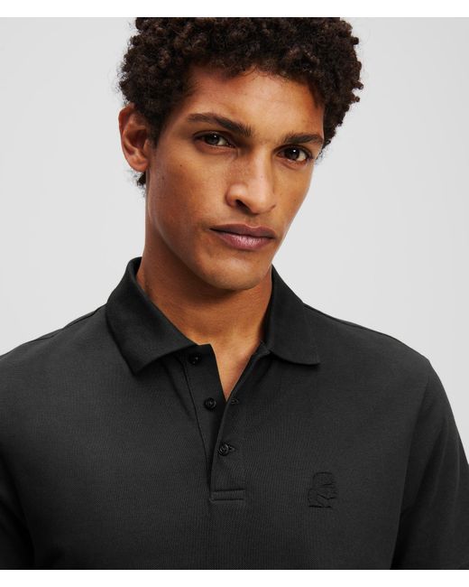 Karl Lagerfeld Black Kameo Polo Shirt for men