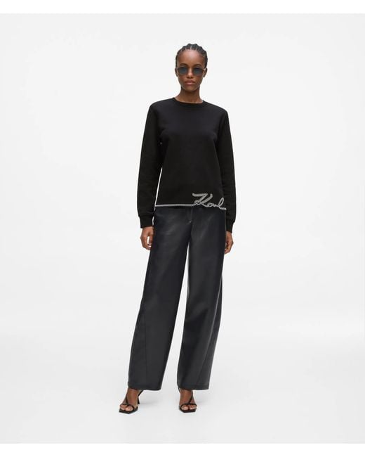 Karl Lagerfeld Black Signature Faux-Pearl Hem Sweatshirt