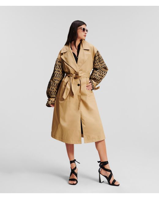 Karl Lagerfeld Natural Broderie Anglaise Trench Coat